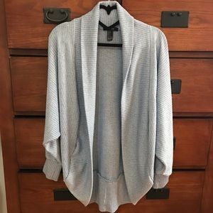 Womens Size Small Blue Knit Batwing Scoop Bottom Open Cardigan, Forever 21